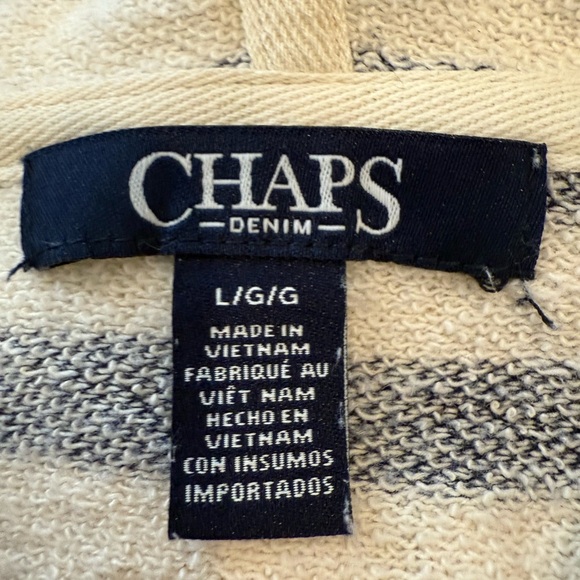 **CHAPS Striped Hoodie – Size Large – Cotton Blend – Coastal Casual Layer** - Picture 3 of 5